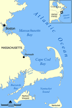 Mapa zatoki Massachusetts.