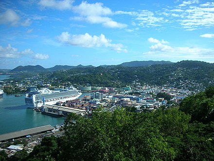 The view over Castries harbour.