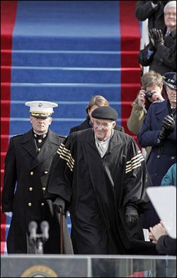 Chief Justice William Rehnquist arrives to administer the Oath of Office to President George W. Bush