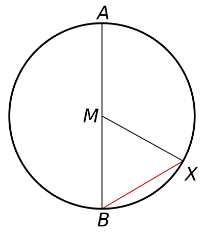 The red segment BX is a chord  (as is the diameter segment AB).