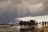 Christian Blache - Redningsbaaden kjøres til Strandingsstedet. Motiv fra Jyllands Vestkyst - 1871.png