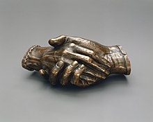 Clasped Hands of Robert and Elizabeth Barrett Browning, 1853 by Harriet Hosmer. Clasped Hands of Robert and Elizabeth Barrett Browning MET DT8282.jpg