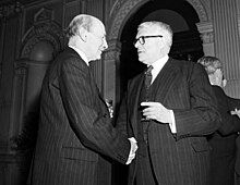 Clement Attlee (left) with the Leader of the Australian Federal Opposition, Dr H. V. Evatt in 1954 Clement Attlee and Doc Evatt.jpg