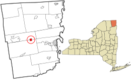 Расположение в округе Клинтон и штате Нью-Йорк.
