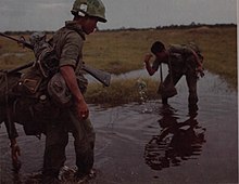 Thai soldiers wash in a small pool during a break in operations, Nhon Trac, 19 October 1967 Cobra soldiers washing, October 1967.jpg