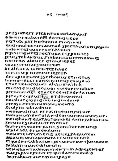 The Latin text of Luke 23:47-24:1 on Codex Bezae (Cambridge University Library MS. Nn.2.41;~ AD 400).