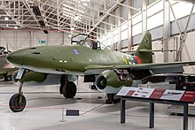 Me 262 A-1a on display at RAF Cosford. Cosford 180723 Messerschmitt Me 262.jpg