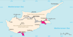キプロスにおけるアクロティリおよびデケリアの地図