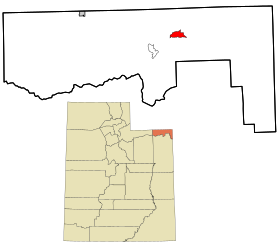Daggett County Utah incorporated and unincorporated areas Dutch John highlighted.svg