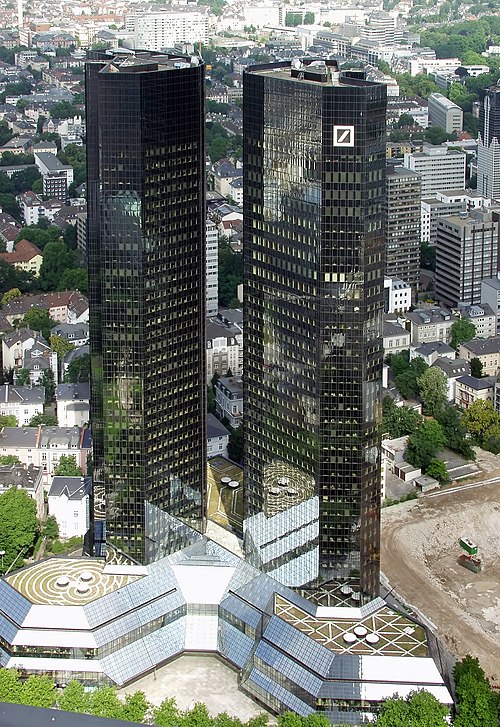 The Deutsche Bank Twin Towers in Frankfurt