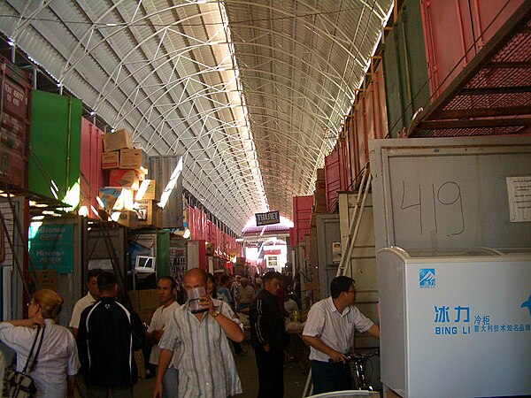 In the cavernous Dordoi Bazaar (mostly constructed out of empty shipping containers)