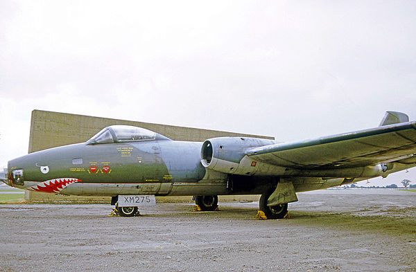 No. 16 Squadron English Electric Canberra B(I)8 XM275 in 1972 wearing shark mouth nose art.