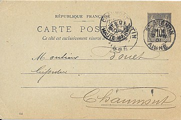 Entier postal 10c - Oblitération de 1901.