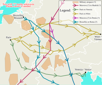 Improved Air Traffic Control would allow more direct routes European airways.svg