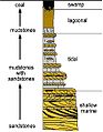 Регрессивная фация, показанная в стратиграфической колонке.