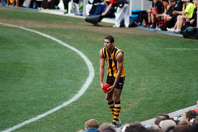 Franklin kicking for goal against Essendon in 2007