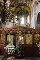 Pantanasa bažnyčios interjeras Mistroje su ikonostasu priešakyje