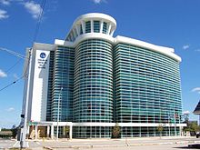 The Cook-DeVos Center for Health Sciences, on Grand Rapids' "Medical Mile", is part of Grand Valley State University's Pew Grand Rapids campus GVSU Cook Devos.jpg