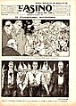 Gabriele Galantara, "Il congresso socialista", copertina de L'Asino del 18 settembre 1921. La parte superiore della vignetta recita: "La borghesia italiana spera che il Congresso abbia questa conclusione"; la parte inferiore: "Invece il Proletariato Socialista darà, ai suoi avversari, un esempio di unità, di fede e di disciplina".