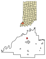 Ubicación de Patoka en el condado de Gibson, Indiana.