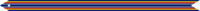 A blue streamer with yellow, red, and white horizontal stripes
