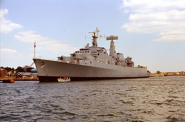 HMS Kent at Portsmouth in 1989