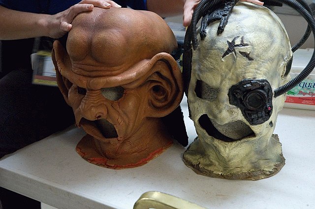 Ferengi (left) and Borg (right) masks at Star Trek: The Experience, in Las Vegas