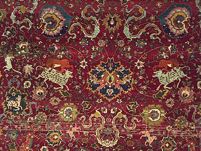 Detail of a Persian Animal carpet, Safavid period, 16th century Hamburg MKG Safavid animal carpet.jpg