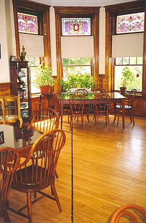 The state line at the Haskell Free Library and Opera House