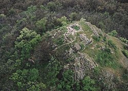 Hegyesd, ruins from above