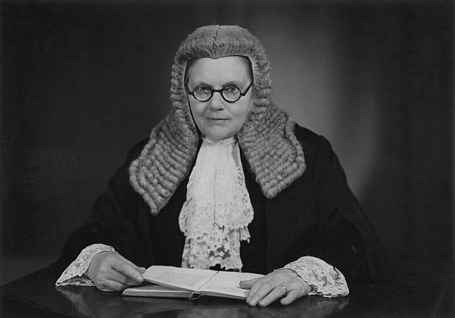 Helena Normanton in English court dress, c. 1950