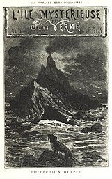 L’Île mystérieuse, Titelillustration von Jules Férat aus der französischen Originalausgabe