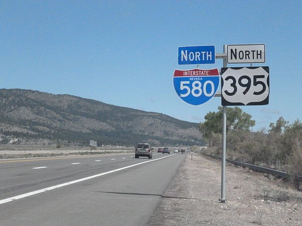 I-580 and US 395 route markers between Carson City and Reno