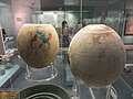 Ornamented and painted ostrich eggs from the tomb