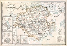 Karte von Södermanland mit den Städten der Region, 1868.