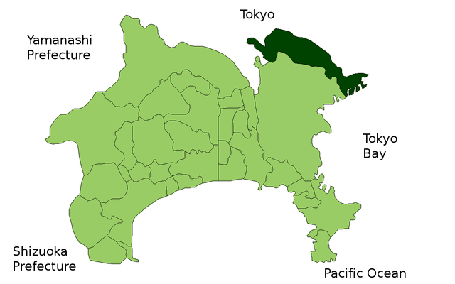 Elhelyezkedése Kanagava térképén