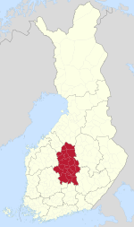 Central Finland on a map of Finland