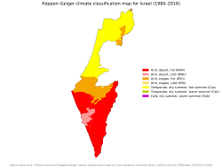 Climate of Israel. Koppen-Geiger Map ISR present.svg