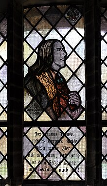 Artistic representation of Franck on a window at the Paul-Gerhardt-Kirche in Lübben.