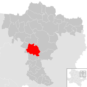 Location of the municipality of Ladendorf in the Mistelbach district (clickable map)