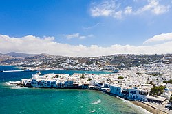Little Venice with a view of the ferry terminal in Mykonos, Greece - 50661522178.jpg