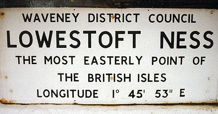 Plaque marking the easternmost Point of the British Isles Local Council Plaque marking the Easterly Extremity of the British Isles. - geograph.org.uk - 40557.jpg