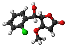 Bola-dan-stick model losigamone molekul