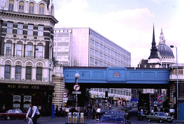 Ludgate Hill looking east from the foot of Fleet Street, 1970