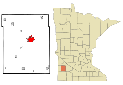 Lyon County Minnesota Incorporated and Unincorporated areas Marshall Highlighted.svg