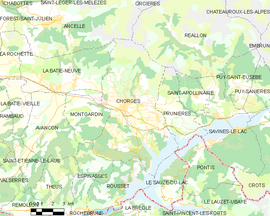 Mapa obce Chorges
