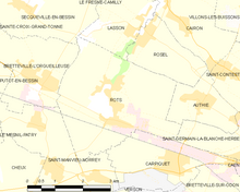 Map of Rots area (commune FR insee code 14543) Map commune FR insee code 14543.png