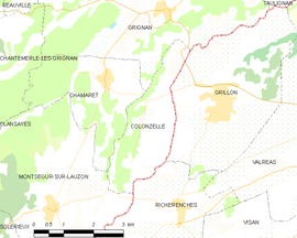 Mapa obce Colonzelle