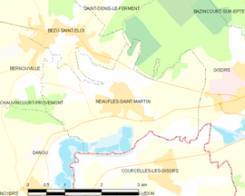 Mapa obce Neaufles-Saint-Martin