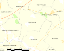 Mapa de Charonville y municipios vecinos.